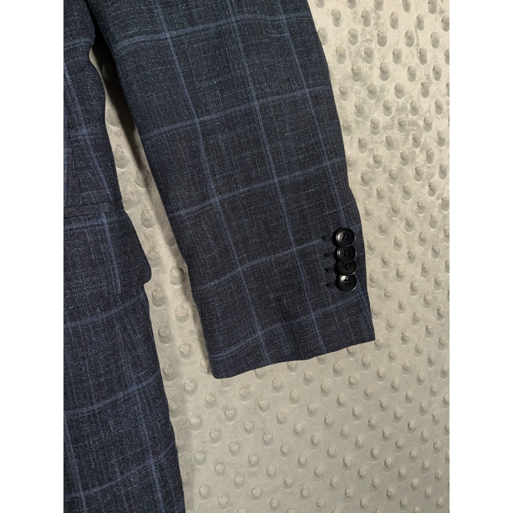 Sid Mashburn Blazer Men's 36S Navy Check Wool Silk Linen Suit Jacket Half Lined - Picture 3 of 16